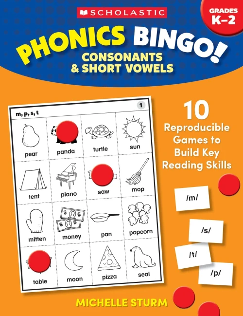 Phonics Bingo: Consonants & Short Vowels : 10 Reproducible Games to Build Key Reading Skills