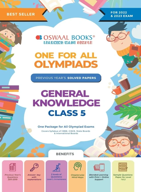 Oswaal One For All Olympiad Previous Years' Solved Papers, Class-5 General Knowledge Book (Useful book for all Olympiads) (For 2023 Exam)