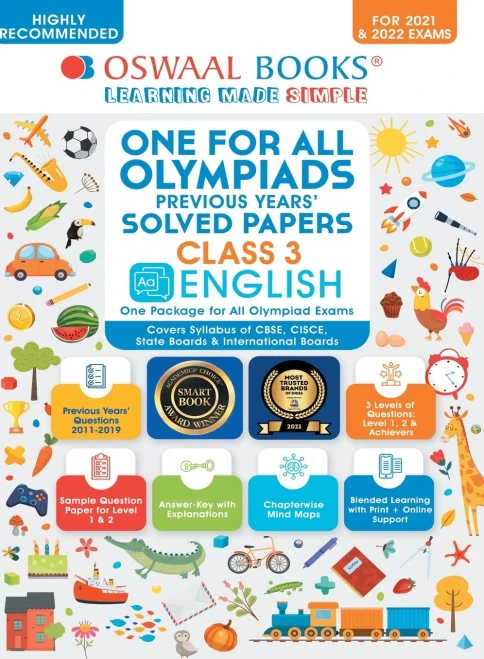 Oswaal One For All Olympiad Previous Years' Solved Papers, Class-3 English Book (Useful book for all Olympiads) (For 2023 Exam)