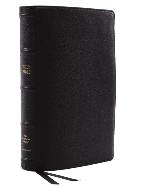 Nkjv, Reference Bible, Classic Verse-By-Verse, Center-Column, Premium Goatskin Leather, Black, Premier Collection, Red Letter, Comfort Print: Holy Bible, New King James Version