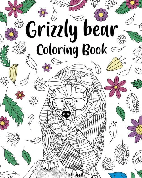 Grizzly Bear Coloring Book: Adult Crafts & Hobbies Coloring Books, Floral Mandala Pages