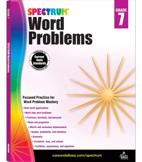 Spectrum Grade 7 Math Word Problems Workbook?çö7Th Grade State Standards For Geometry, Percents And Statistics, Perimeter, Area And Volume For Classroom Or Homeschool (128 Pgs)