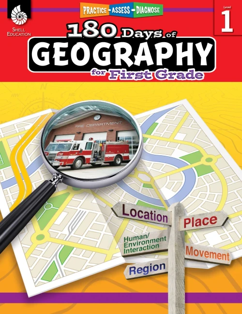 180 Days Of Social Studies: Grade 1 - Daily Geography Workbook For Classroom And Home, Cool And Fun Practice, Elementary School Level Activities ... To Build Skills (180 Days Of Practice)