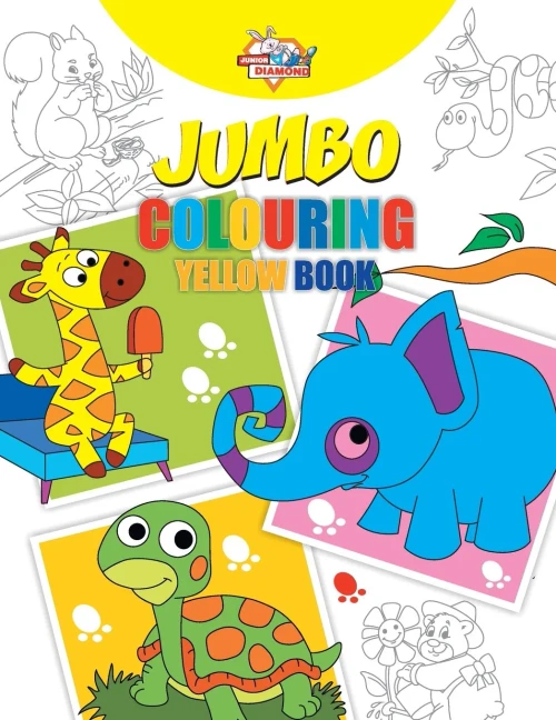 Jumbo Colouring Yellow Book For 4 To 8 Years Old Kids Best Gift To Children For Drawing, Coloring And Painting