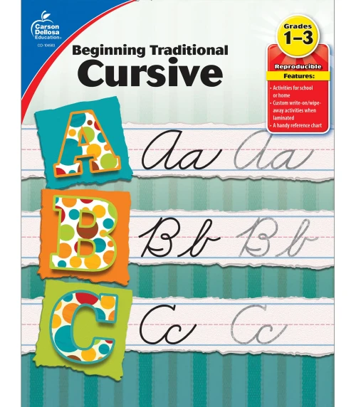 Carson Dellosa Beginning Traditional Cursive Workbook?Grades 1-3 Handwriting Practice, Uppercase And Lowercase Letters Of The Alphabet, Number Words (32 Pgs) (Learning Spot)