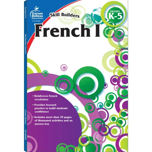 Carson Dellosa Skill Builders French I Workbook?çögrades K-5 Vocabulary, Alphabet, Geography, Culture, With Word Searches And Activities For French Learning (80 Pgs)