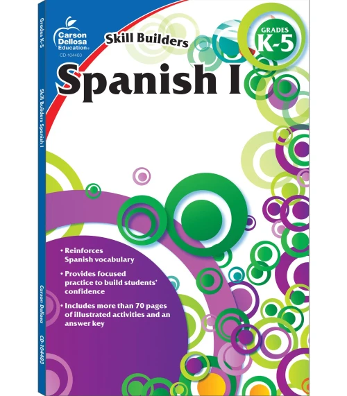 Carson Dellosa Skill Builders Spanish I Workbook?Grades K-5 Reproducible Spanish Workbook With Spanish Alphabet, Numbers, Vocabulary, Common Words (80 Pgs)
