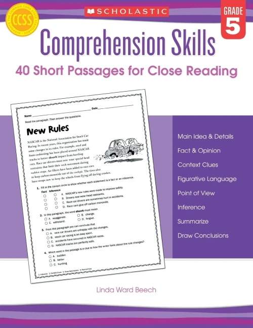 Comprehension Skills: Short Passages For Close Reading: Grade 5