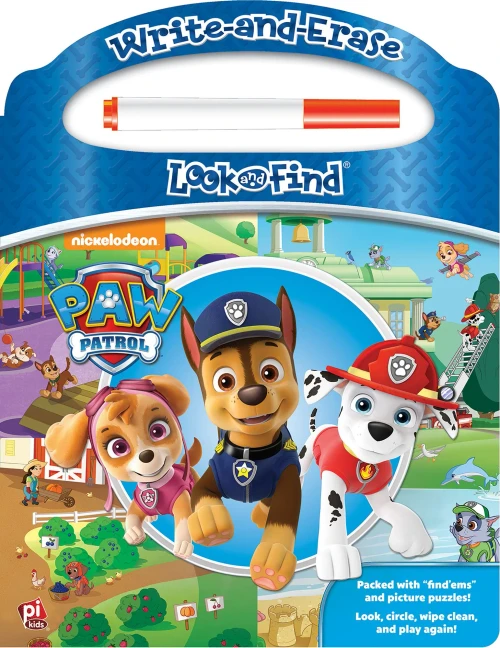 Nickelodeon - Paw Patrol - Write-And-Erase Look And Find Wipe Clean Board Book - Pi Kids