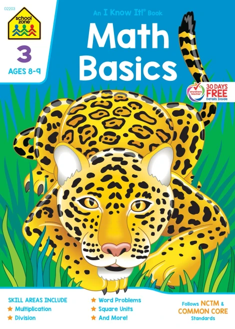 School Zone - Math Basics 3 Workbook - 64 Pages, Ages 8 To 9, 3Rd Grade, Multiplication, Division, Word Problems, Place Value, Fractions, And More (School Zone I Know It! Workbook Series)