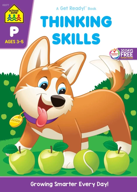 School Zone - Thinking Skills Workbook - 64 Pages, Ages 3 To 5, Preschool To Kindergarten, Problem-Solving, Logic & Reasoning Puzzles, And More (School Zone Get Ready! Book Series)