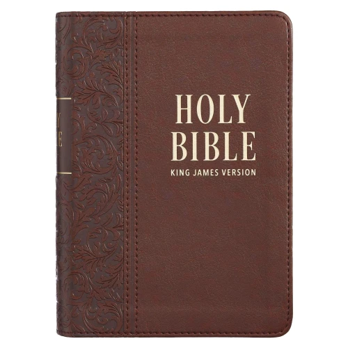 Kjv Holy Bible, Large Print Compact, Medium Brown Faux Leather W/Ribbon Marker, Red Letter, King James Version