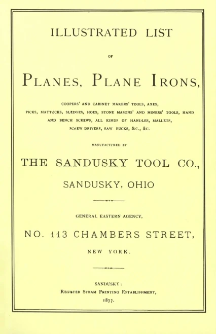 Sandusky Tool Co. 1877 Catalog