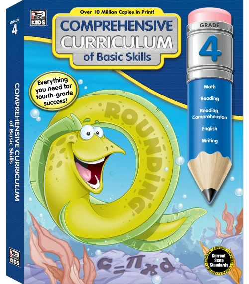 Comprehensive Curriculum Of Basic Skills Fourth Grade Workbook—State Standards Lesson Plan And Activity Book For Math, Reading Comprehension, Writing (544 Pgs)