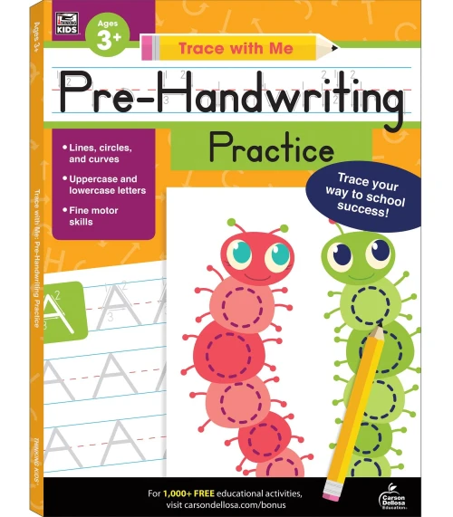 Carson Dellosa Trace With Me: Pre-Handwriting Practice Workbook?çöprek-Grade 2 Writing Practice, Line, Circle, Curve Strokes And Letter Tracing (128 Pgs)