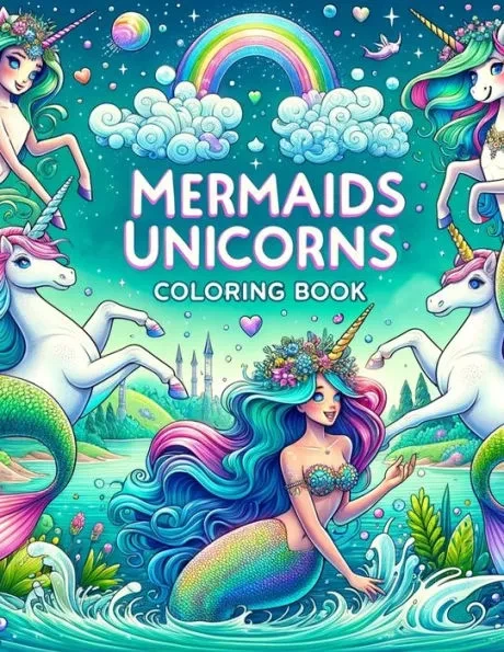 Mermaids & Unicorns Coloring Book: Kid-Friendly Designs and Playful Illustrations Bring the Magic of Mermaids and Unicorns to Life, Offering Hours of