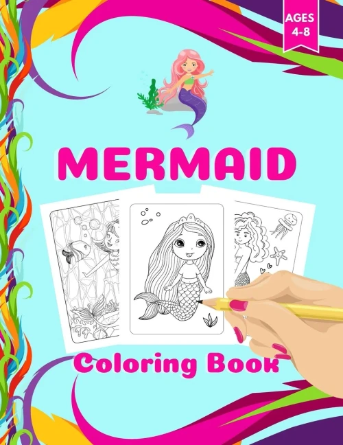 Mermaid Coloring Book: Mermaid Coloring Album, Activity Book For Kids Ages 4-8. Page Size 8.5 X 11 Inches. 112 Pages