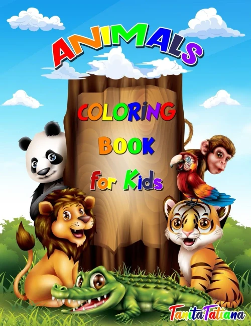 Animals Coloring Book For Kids: Animal Coloring Pages For Kids, Ages 4-8, Relaxation And Stress Relief Designs Including Wild Farm Animals And Sea Creatures