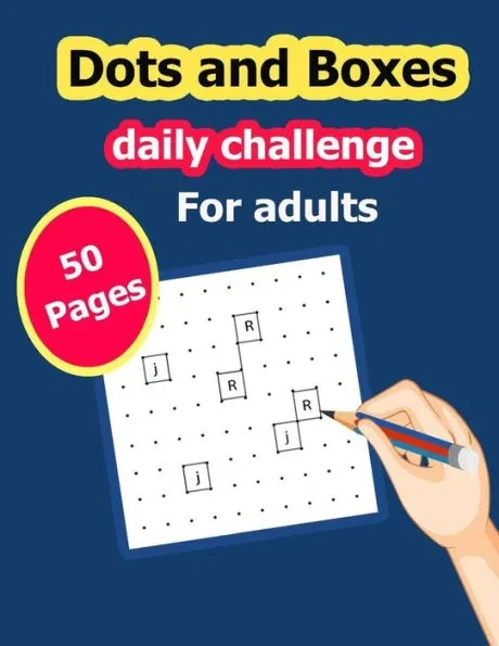 Dots and Boxes daily challenge for adults 50 Pages: funny game play with friends Activity Game Book.
