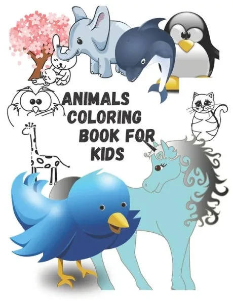 animals coloring book for kids: coloring book for kids ages 4-6 with black lined 60 pages 6x9inshes