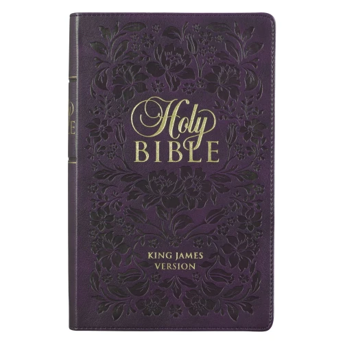 KJV Holy Bible, Giant Print Standard Size, Purple Faux Leather w/Ribbon Marker, Red Letter, King James Version
