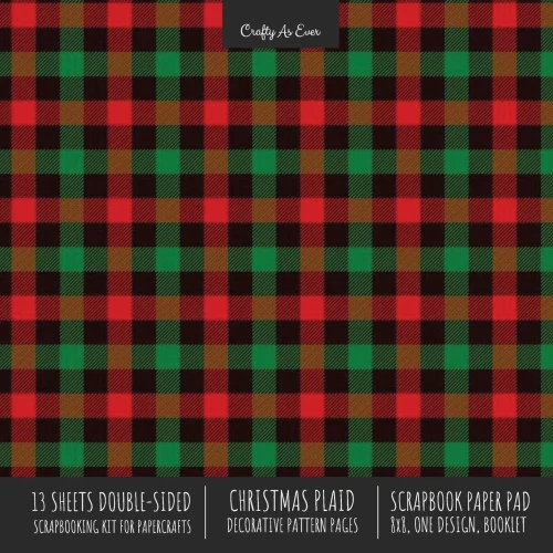 Christmas Plaid Scrapbook Paper Pad 8x8 Scrapbooking Kit for Cardmaking Gifts, DIY Crafts, Printmaking, Papercrafts, Holiday Decorative Pattern Pages