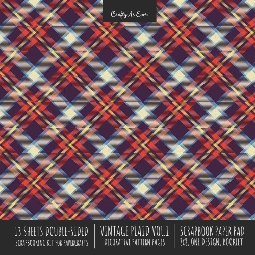 Vintage Plaid 1 Scrapbook Paper Pad 8x8 Scrapbooking Kit for Cardmaking Gifts, DIY Crafts, Printmaking, Papercrafts, Decorative Pattern Pages
