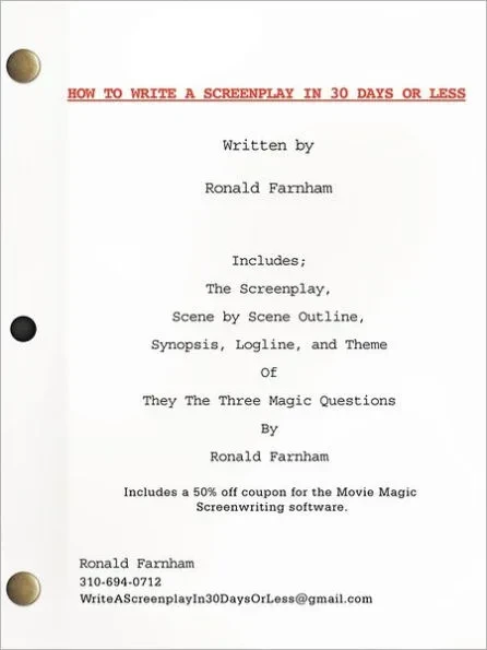 How To Write A Screenplay In 30 Days Or Less