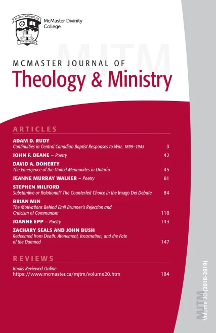 McMaster Journal of Theology and Ministry: Volume 20, 2018-2019 (Paperback)