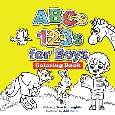 ABCs and 123s for Boys Coloring Book: Jumbo pictures. Hours of fun animals, scenes, letters and numbers to color. A big activity workbook for toddlers