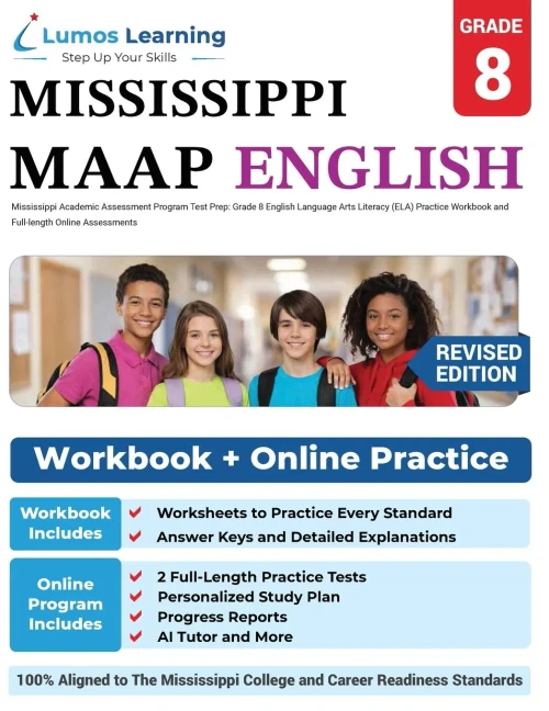 Mississippi Academic Assessment Program Test Prep: Grade 8 English Language Arts Literacy (ELA) Practice Workbook and Full-length Online Assessments: