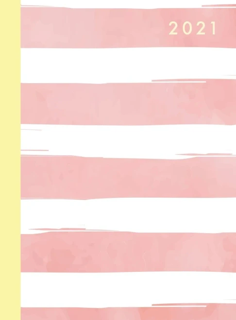2021 Annual Planner Weekly Monthly: 12 Month Hardcover Planner 2021 - 8.5" x 11" January - December 2021 - 2 Pages per Week - Pink Stripes