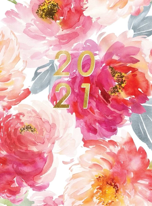 Planner 2021 Vertical Weekly: Planner 2021 Hardcover 8.5 x 11 - January - December 2021 - 2 Pages per Week - Vertical Layout - 1 Column per Day - Appointment Book 2021 Hourly - Red Flowers