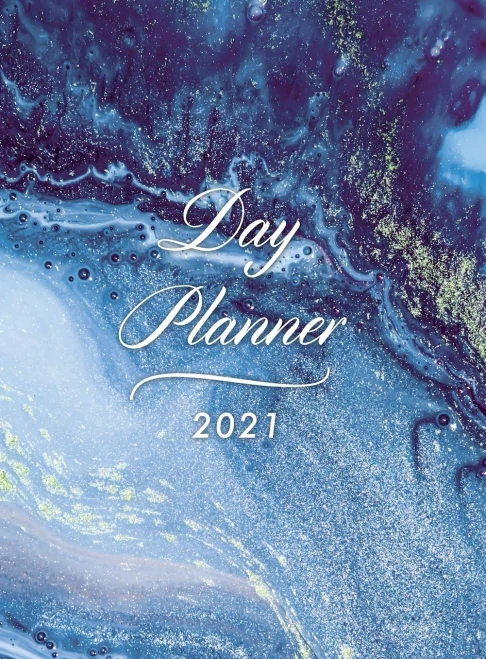 Day Planner 2021 Daily Large: Hardcover Agenda 8.5" x 11" - 1 Page per Day Planner - Blue Marble - January - December 2021 - Dated Planner 2021 Productivity, XXL Planner, Daily and Monthly