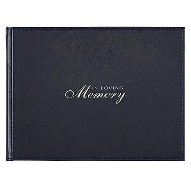 In Loving Memory Guest Book - Navy Faux Leather - Condolence Book, Memorial Sign-in Book for Funerals & Memorial Services