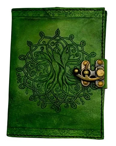 Fantasy Gifts Embossed Leather Journal, 5 x 7, Green