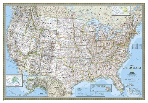 National Geographic: United States Classic Wall Map - Laminated (43.5 x 30.5 inches) (National Geographic Reference Map)