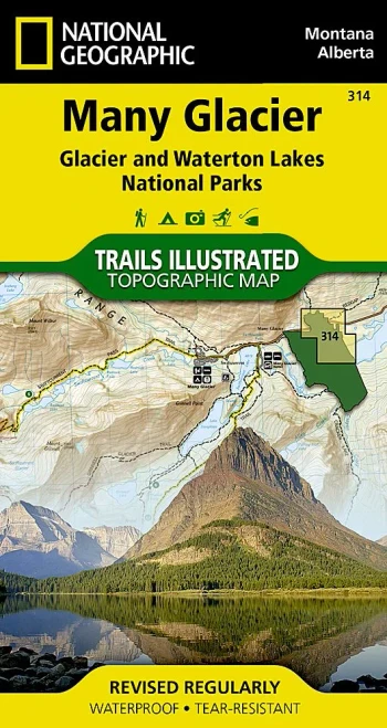 Many Glacier: Glacier and Waterton Lakes National Parks (National Geographic Trails Illustrated Map, 314)