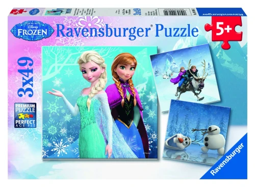 Ravensburger Disney Frozen Winter Adventures Puzzle Box 3 x 49-Piece Jigsaw Puzzles for Kids  Every Piece is Unique, Pieces Fit Together Perfectly