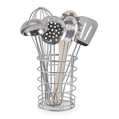 Melissa & Doug Stir and Serve Cooking Utensils (7 pcs) - Stainless Steel and Wood