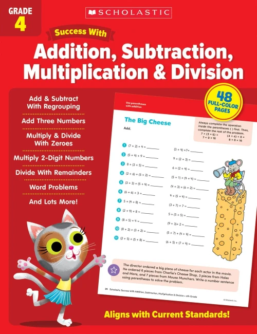Scholastic Success With Addition, Subtraction, Multiplication & Division Grade 4