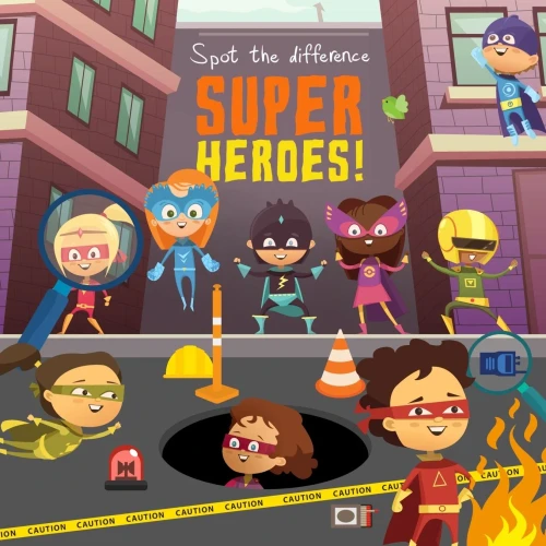 Spot The Difference - Superheroes!: A Fun Search And Solve Book For 3-6 Year Olds