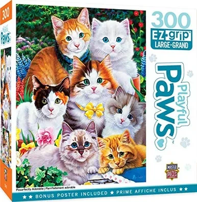 MasterPieces Playful Paws - Puuurfectly Adorable 300pc EzGrip Puzzle,Assorted