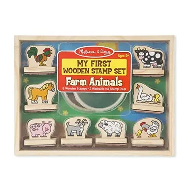 Melissa & Doug First Wooden Stamp Set ?Çô Farm Animals