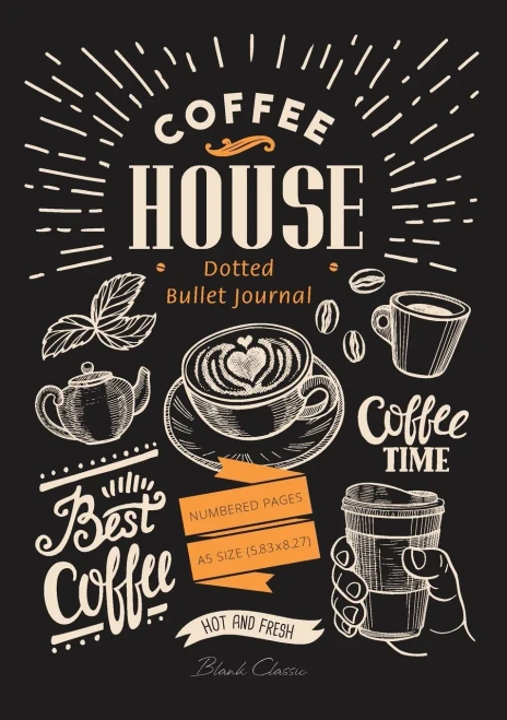 Dotted Bullet Journal: Medium A5 - 5.83X8.27 (Coffee House)
