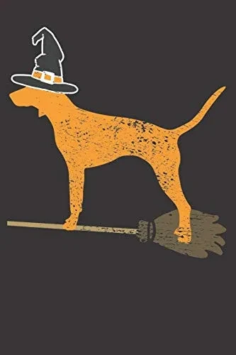 Notebook: Bluetick Coonhound Dog Halloween Witch Vintage Dot Grid Dotted 6X9 120 Pages