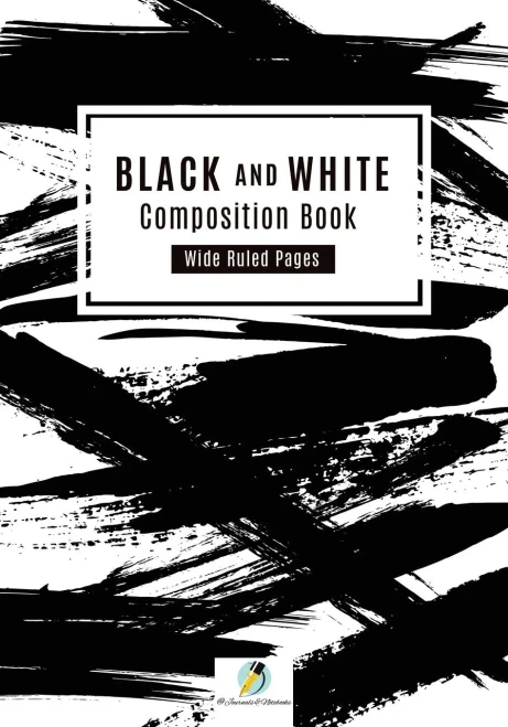 Black And White Composition Book Wide Ruled Pages