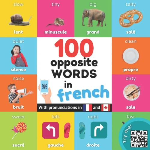 100 Opposite Words In French: Bilingual Picture Book For Kids: English / French With Pronunciations (Learn French)
