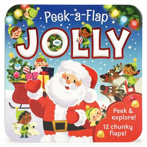 Peek-A-Flap Jolly, Christmas Lift-A-Flap Board Book For Little Santa Lovers And More; Ages 1-5