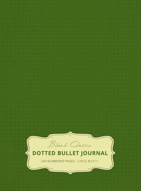 Large 8.5 x 11 Dotted Bullet Journal (Moss Green #14) Hardcover - 245 Numbered Pages